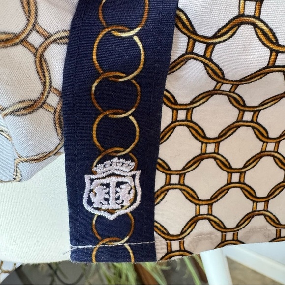 Talbots No Iron Button Up Dress Shirt White Gold Chain Design size 16 Cotton - Picture 3 of 7